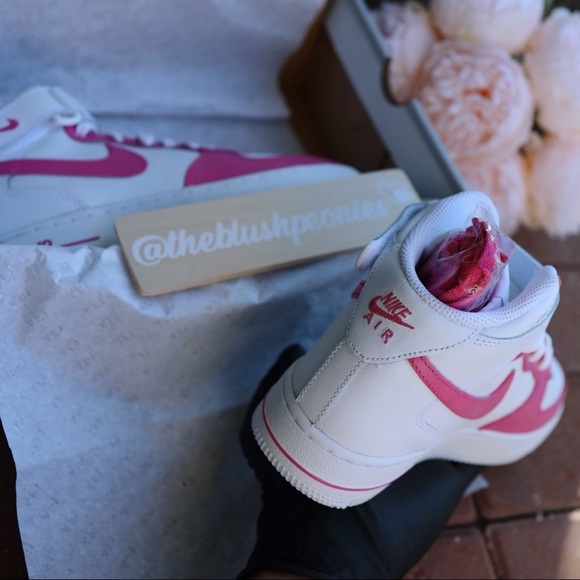 Custom Nike Air Force One Mid Berry Pink / Custom Painted Air Force 1 - Picture 6 of 8